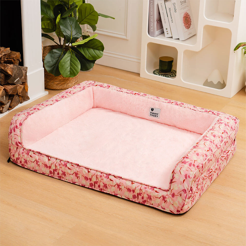 Sofá cama ortopédico para perros con soporte completo de terciopelo romántico para jardín