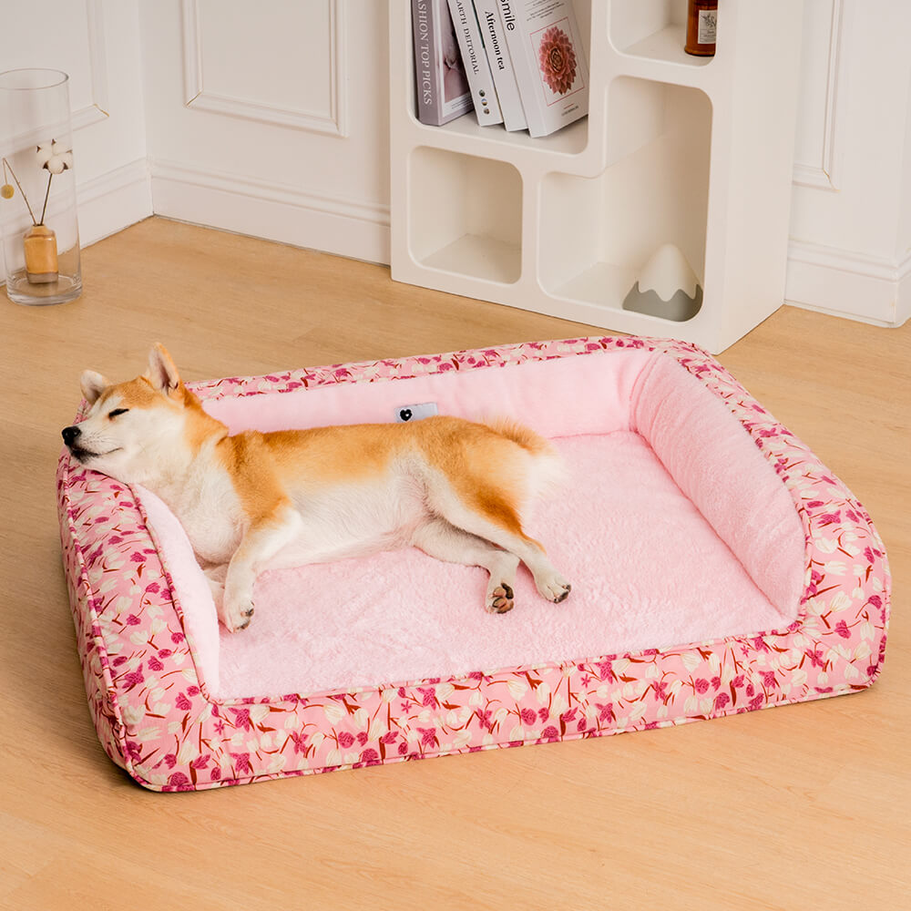 Sofá cama ortopédico para perros con soporte completo de terciopelo romántico para jardín