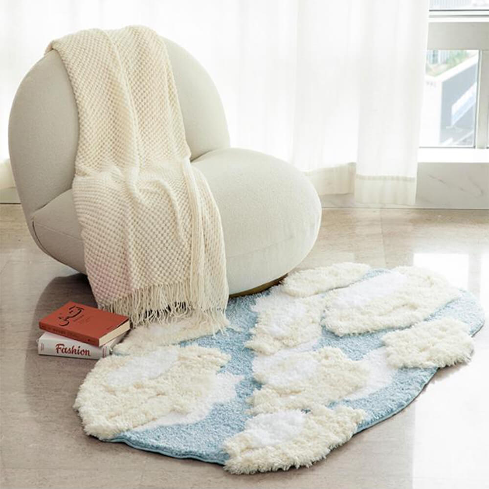 Soft and Luxurious Cloud-Shaped Faux Cashmere Rug - Ultra Plush and Cozy