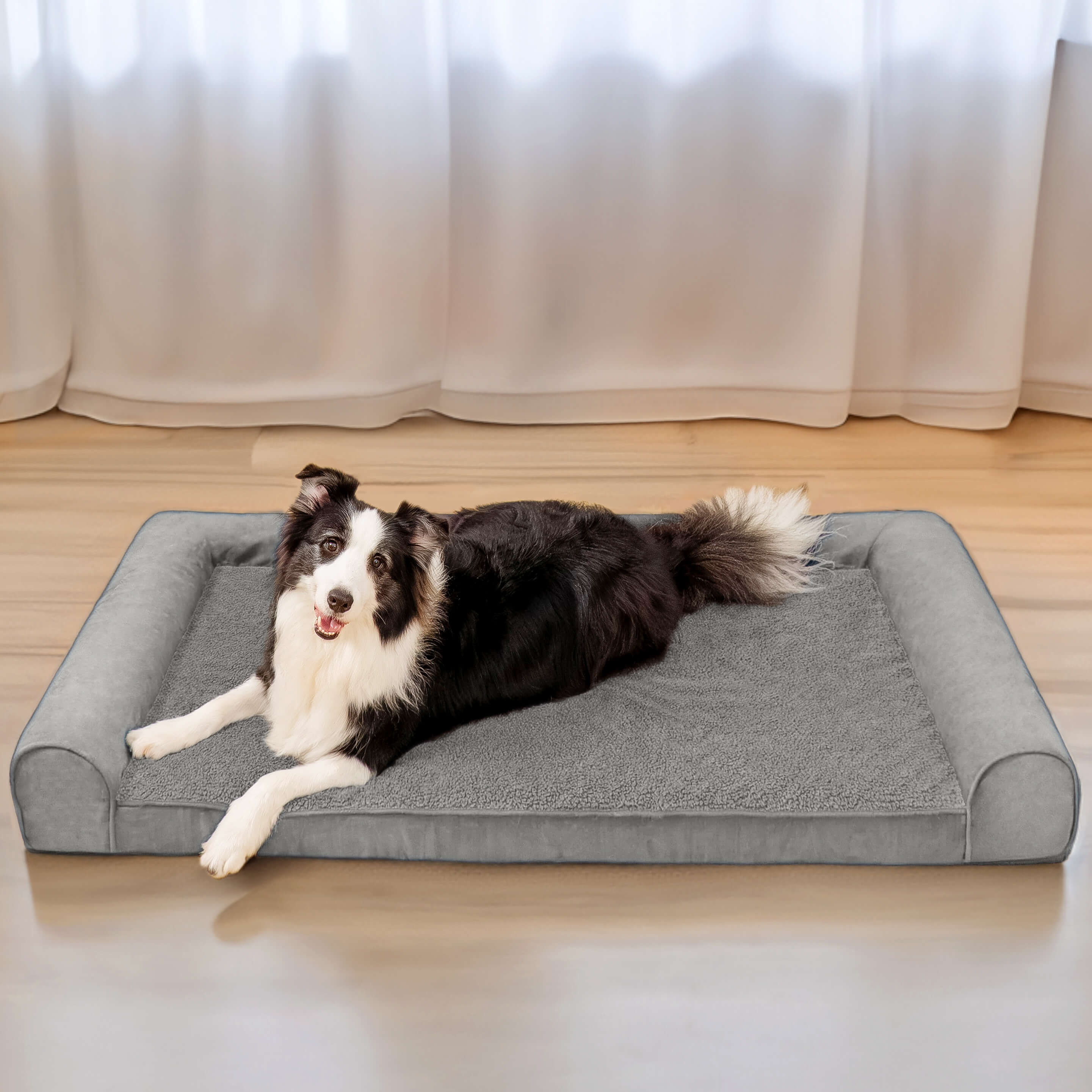 Faux Fleece & Suede Full Support Orthopedic Dog Bed