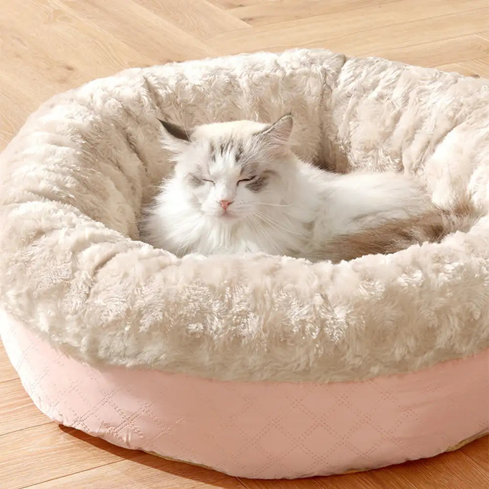 Fluffy Faux Rabbit Fur Warm Donut Dog & Cat Bed
