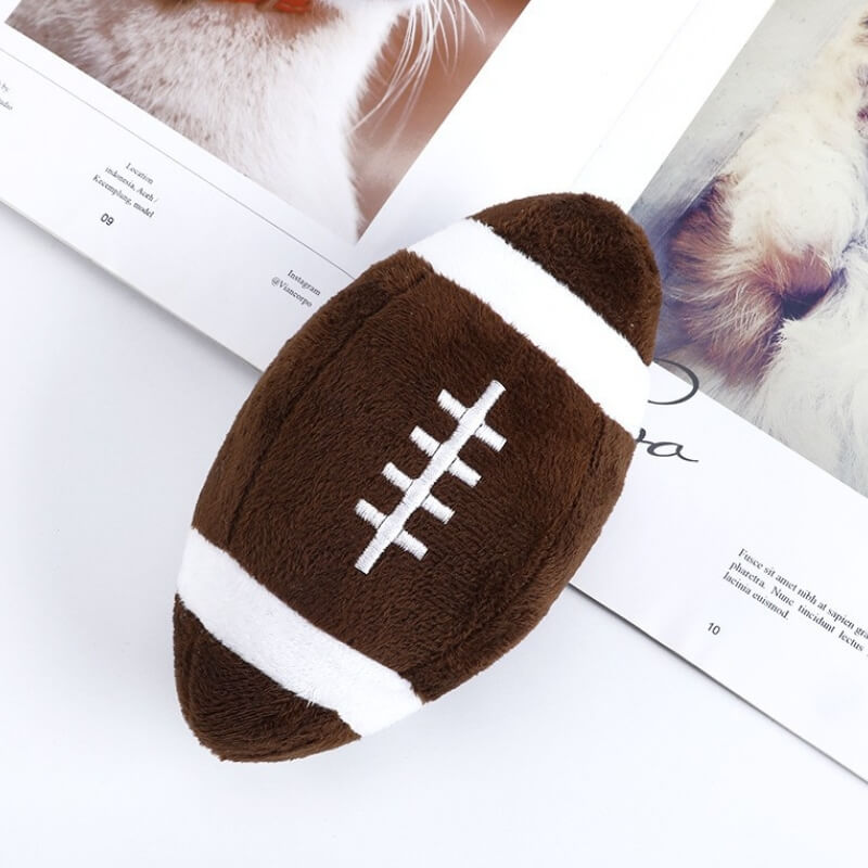 Juguete interactivo para masticar de peluche de fútbol, ​​juguete para perros chillón