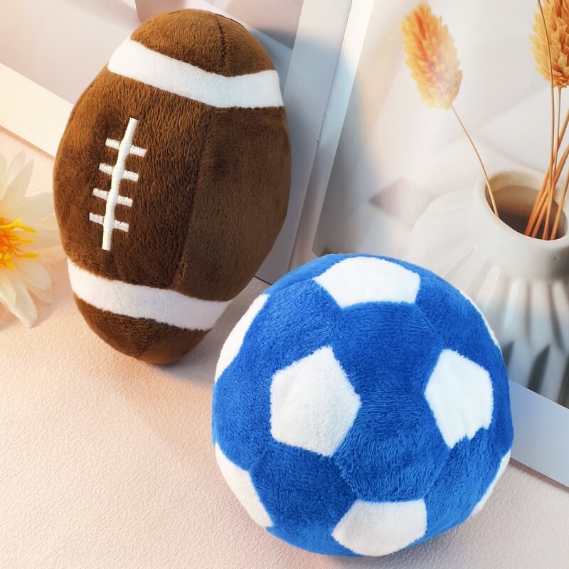 Juguete interactivo para masticar de peluche de fútbol, ​​juguete para perros chillón