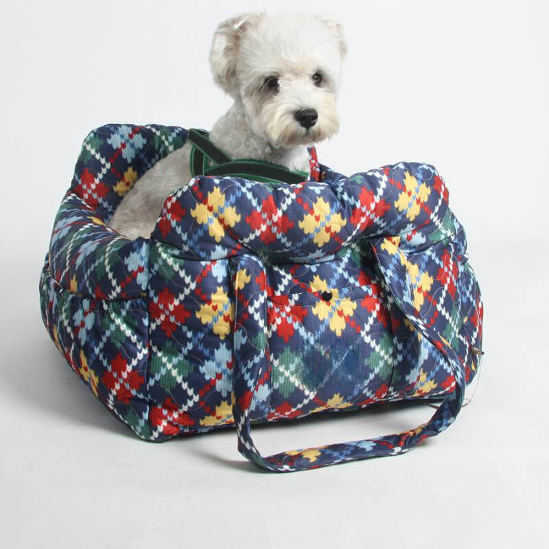 Traversin de sécurité de voyage, lit de siège de voiture en Patchwork de Denim Vintage pour chien