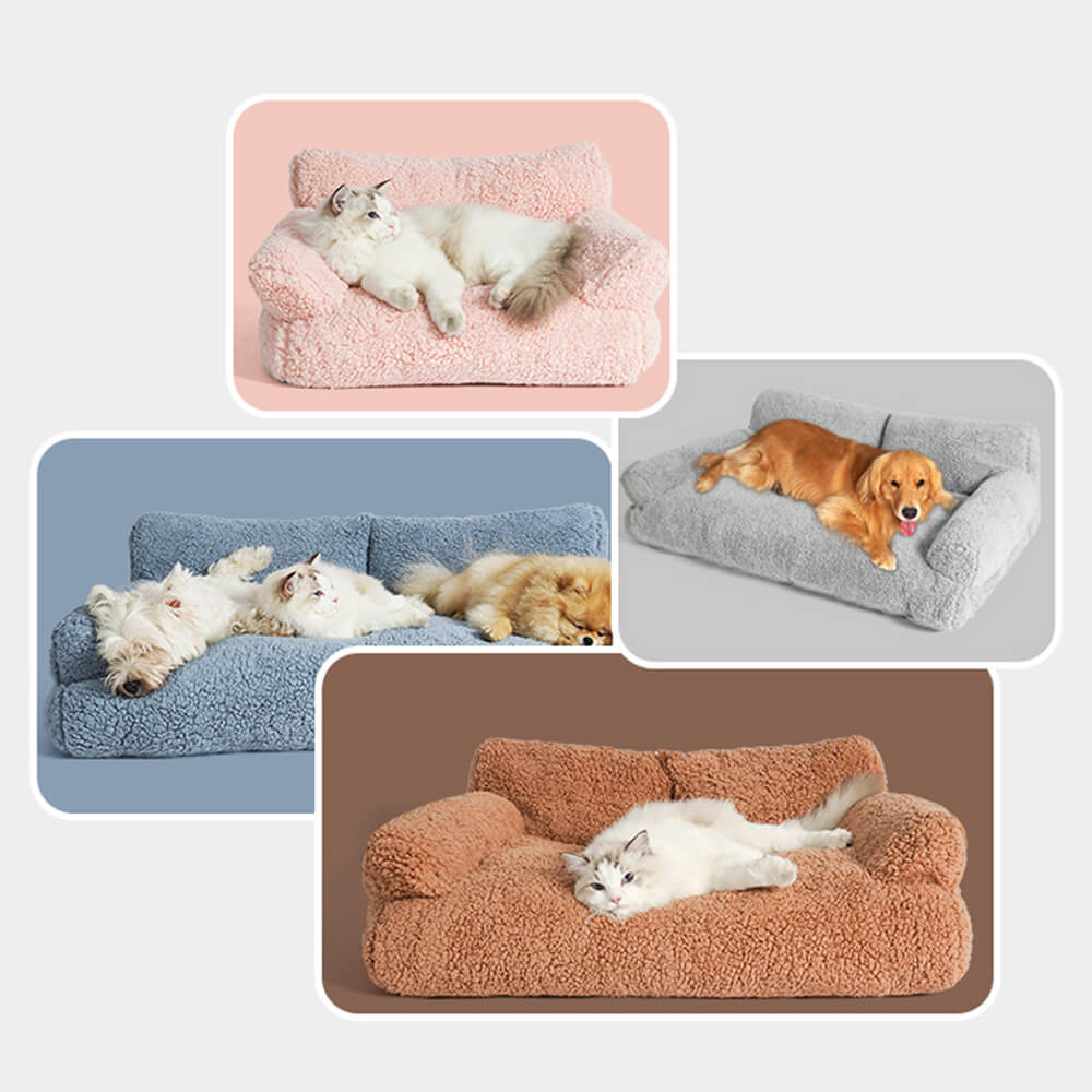 Polar Fleece Soft Plush Anti-Anxiety Pet Bed Dog Sofa Bed