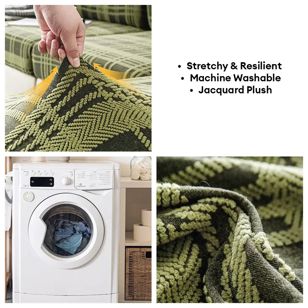 Checkered Stretch Universal Fully Fitted Anti-Cat Scratch Couch Cover - Suitable for All Seasons