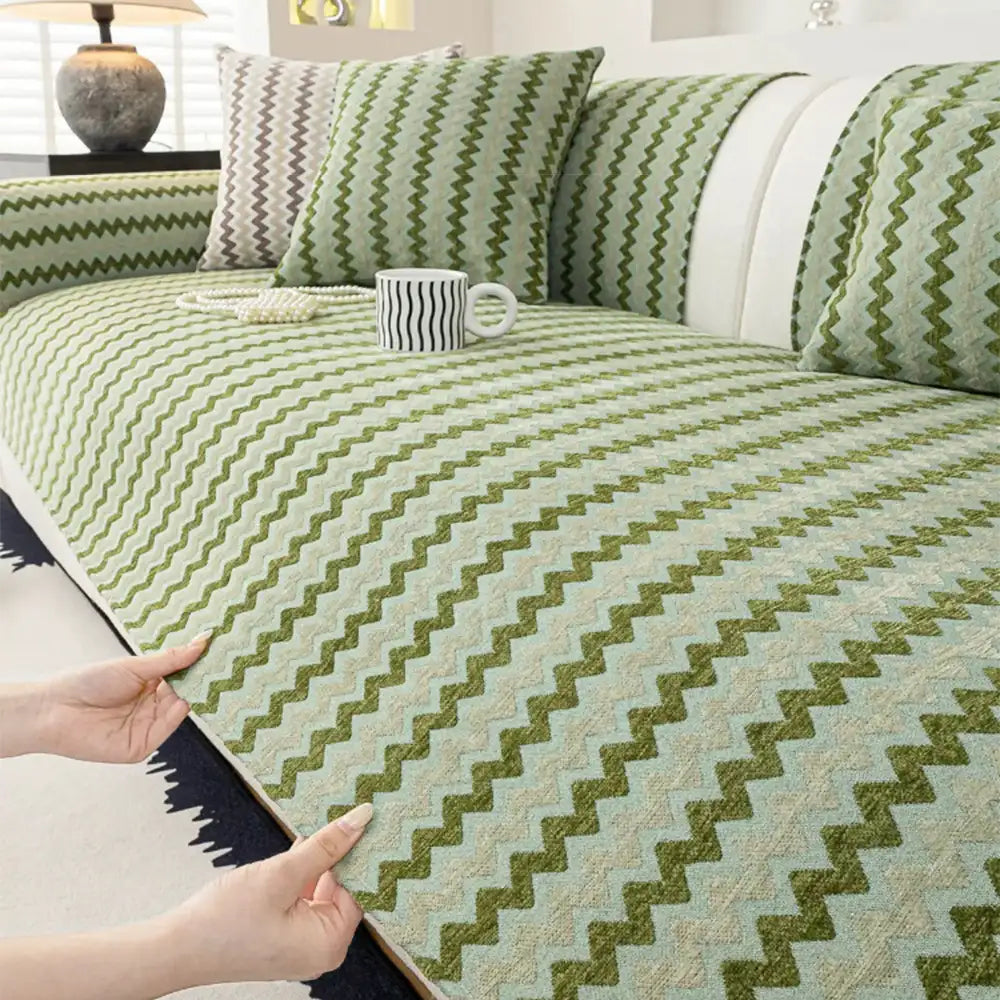 Chenille Art Corrugated Breathable Non-slip Couch Cover