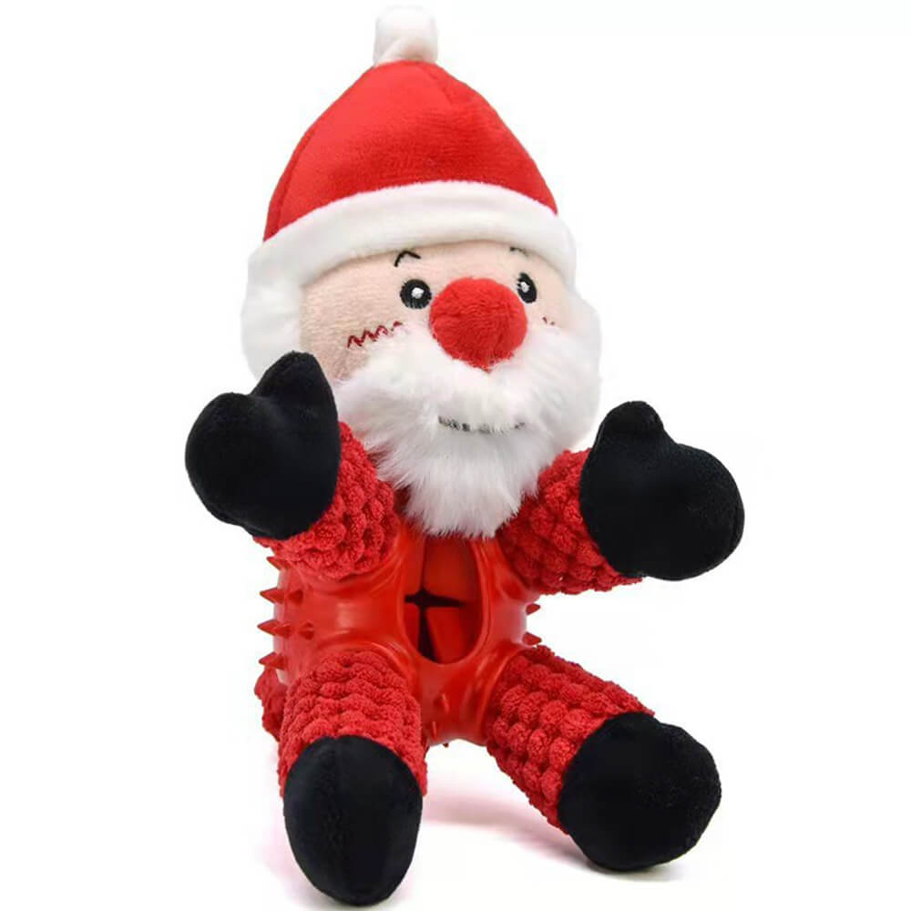 Christmas Doll Rubber Slow Feeding Squeaker Interactive Dog Toy