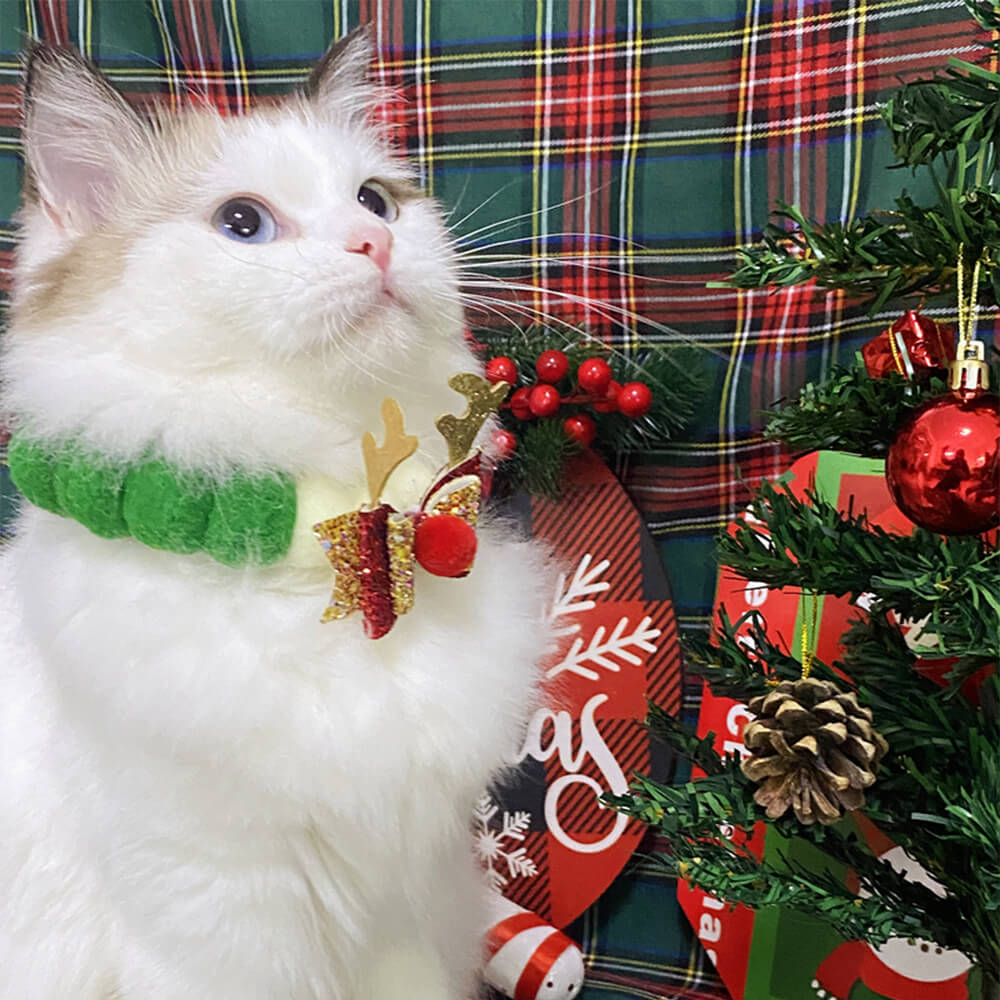 Weihnachts-Pom-Pom-Ball-Ornamente, verstellbares Halsband für Hunde und Katzen