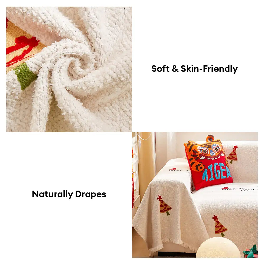 Christmas Tree Chic Thick Plush Sofa Blanket Couch Cover