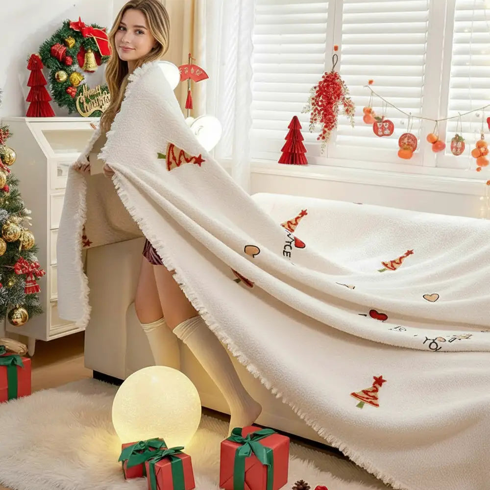 Christmas Tree Chic Thick Plush Sofa Blanket Couch Cover