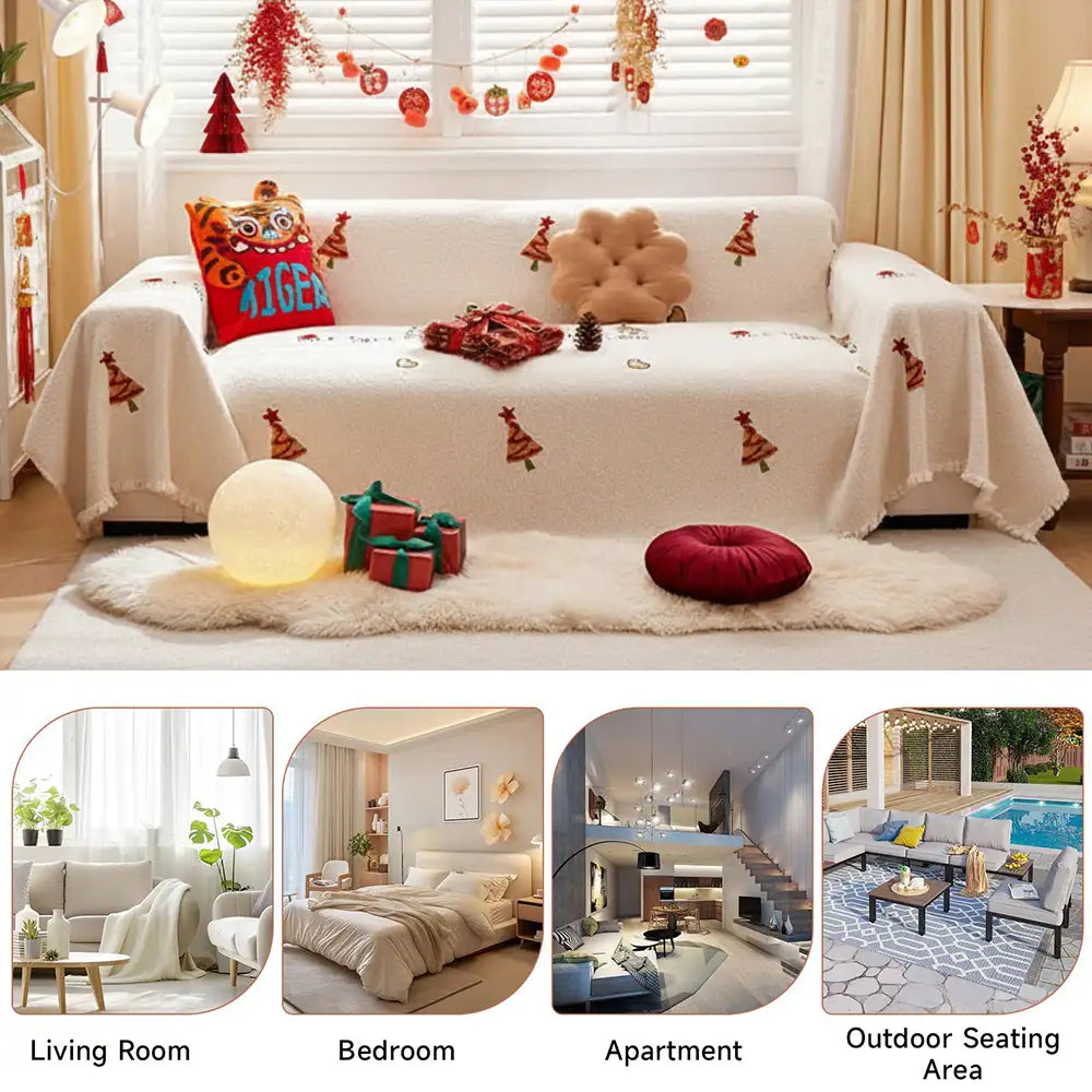 Christmas Tree Chic Thick Plush Sofa Blanket Couch Cover