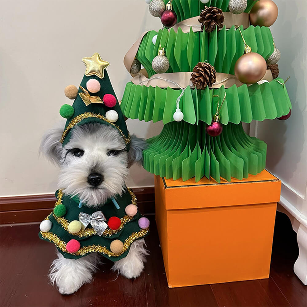 Christmas Tree Hat Cloak Outfit Cosplay Dog & Cat Costume