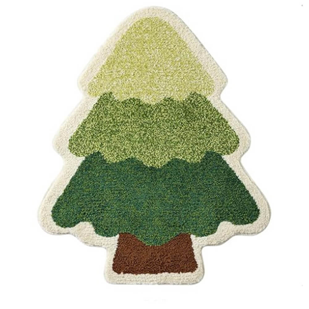 Christmas Tree Shaped Thick Soft Multi-Purpose Non-Slip Decorative Home Rug