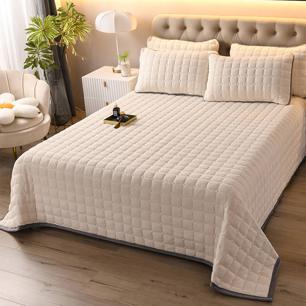 Classic Plush Soft Velvet Quilted Protector Bedspread