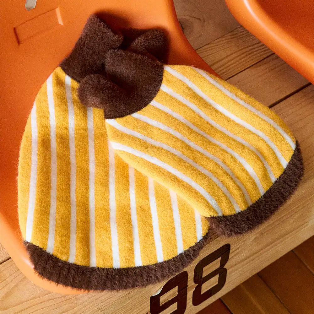 Color Blocked Striped Dachshund Polo Collar Dog Sweater