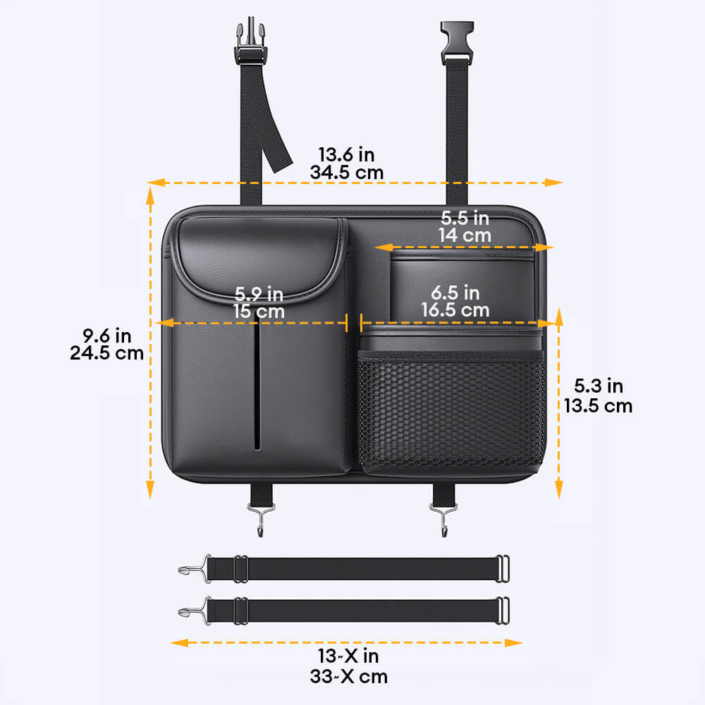 Compact Car Seat Back Organizer with Tissue Holder