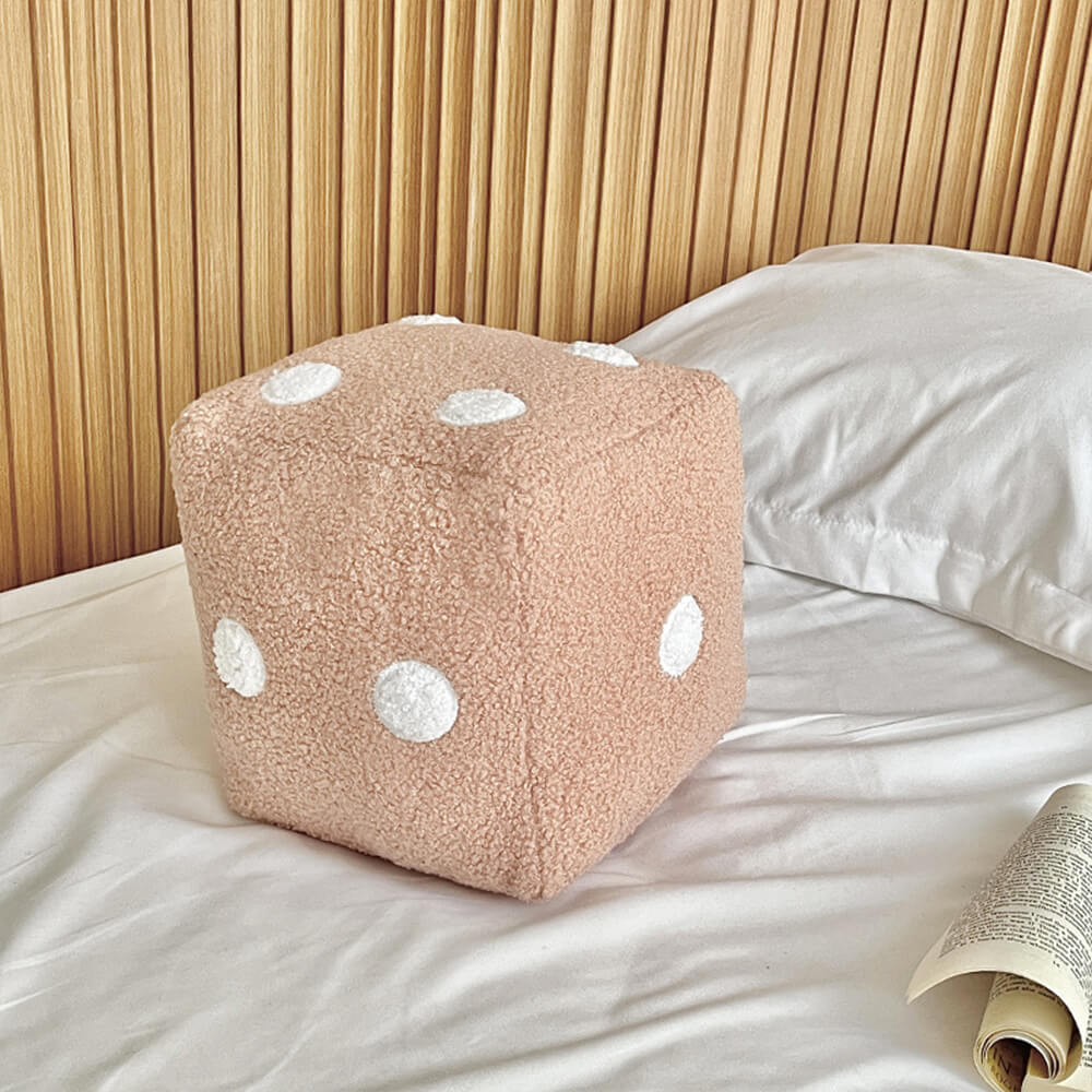 Dice-Shaped Faux Lambswool Sofa Pillow Decorative Cushion