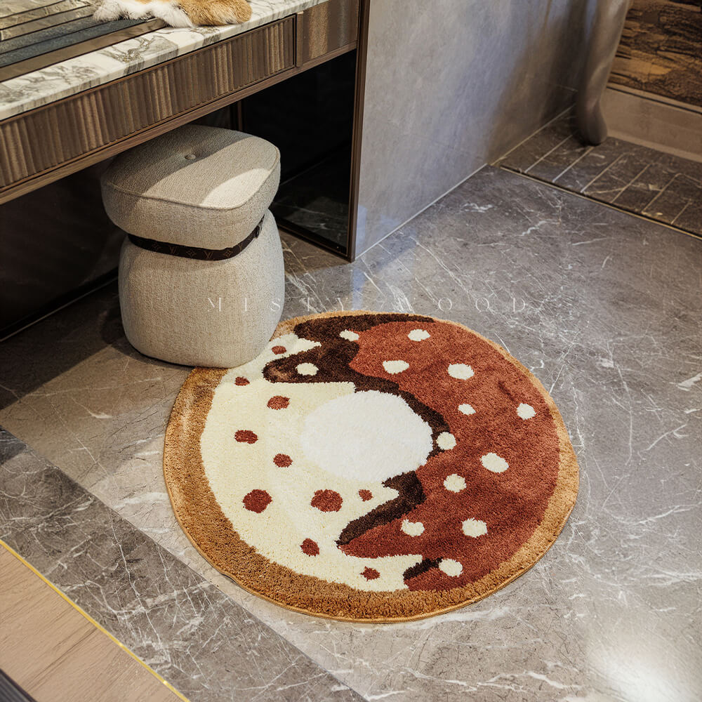 Alfombra decorativa antideslizante flocada para sala de estar con forma de donut