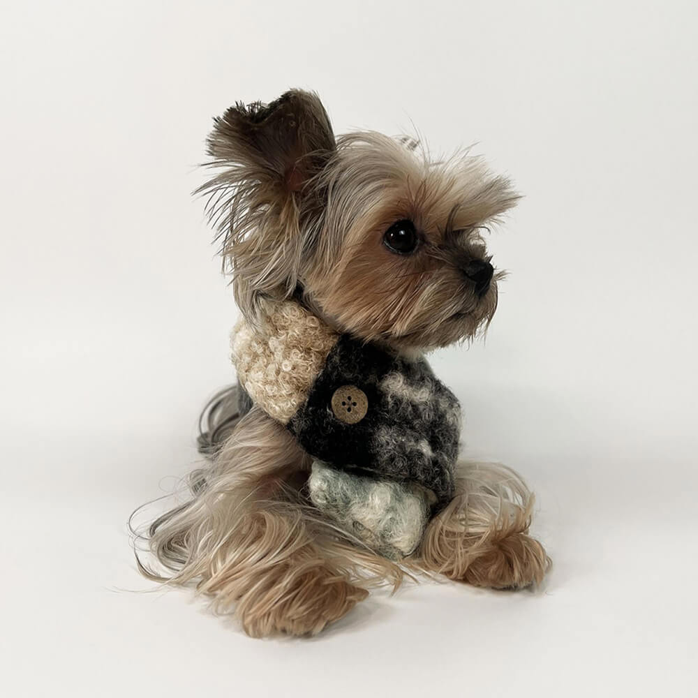 Fashionable Plaid Color Block Plush Warm Pet Scarf