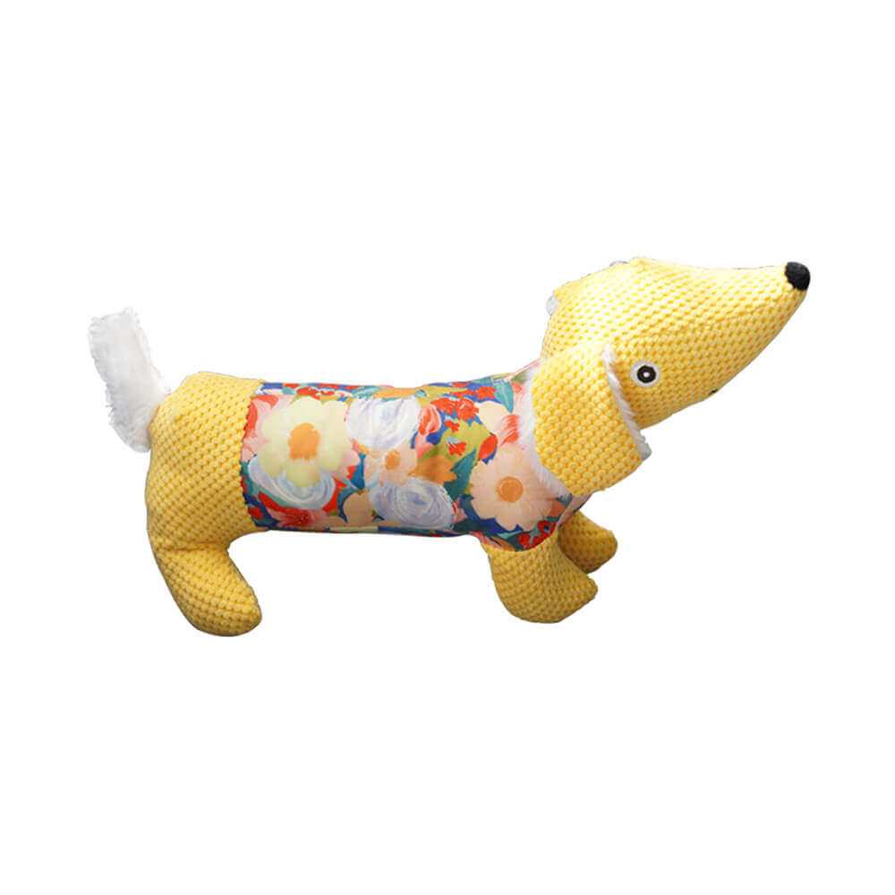 Floral Print Canvas Dog Chew Resistant Toy Squeaky Toy