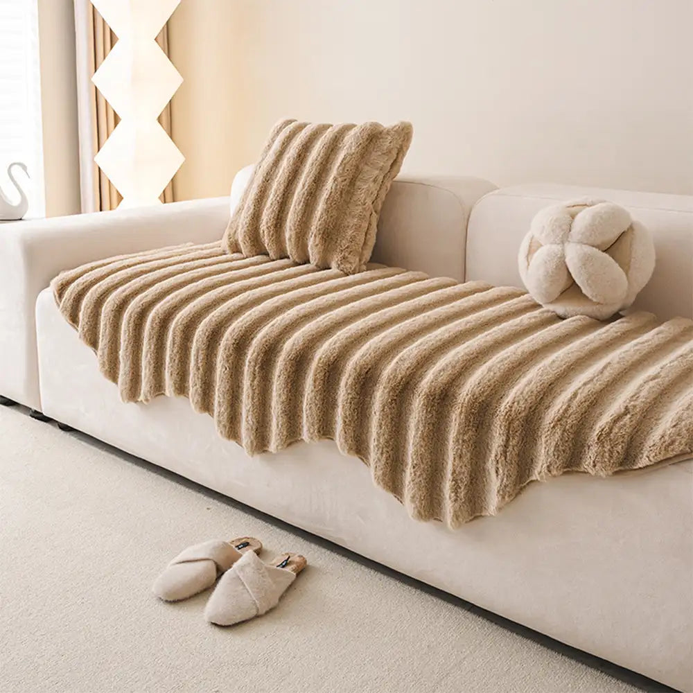 Fluffy Comfort Plush Furniture Protection Decorative Couch Cover