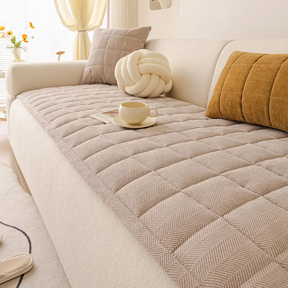 Herringbone Chenille Elegant Breathable Sofa Decoration Non-slip Couch Cover
