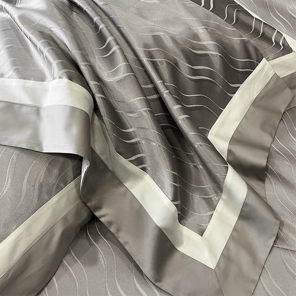 Luxury Long-Staple Cotton Wave Pattern Bed Sheet Set