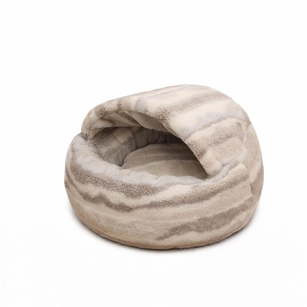 Luxury Marble  Striped Cozy Semi-Enclosed  Cave Dog & Cat Bed