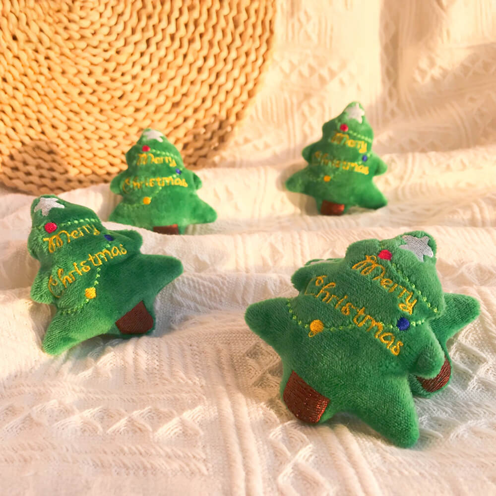 Mini Christmas Tree Squeaky Interactive Chew Plush Dog Toy