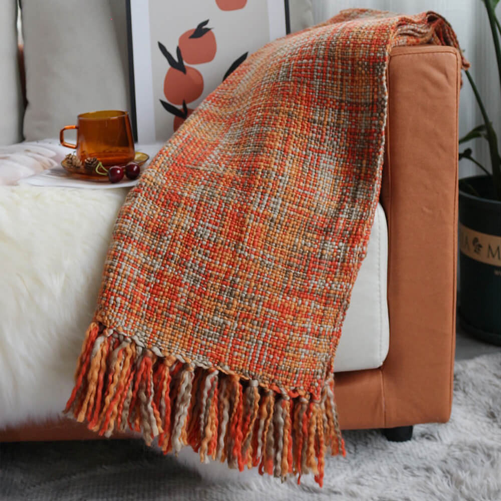 Nordic Style Cozy Soft Woven Throw Blanket with Fringes