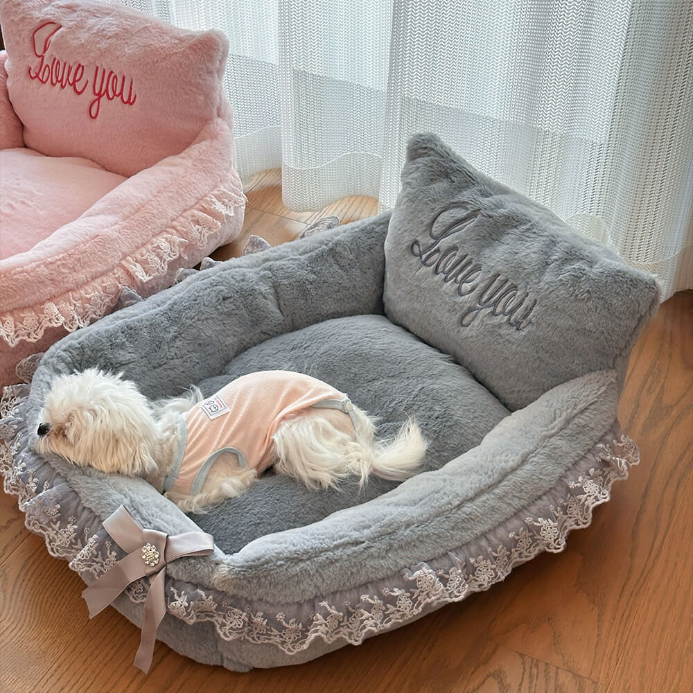 Pink Princess Bowknot Lace Luxury Cushion Soft Dog & Cat Bed