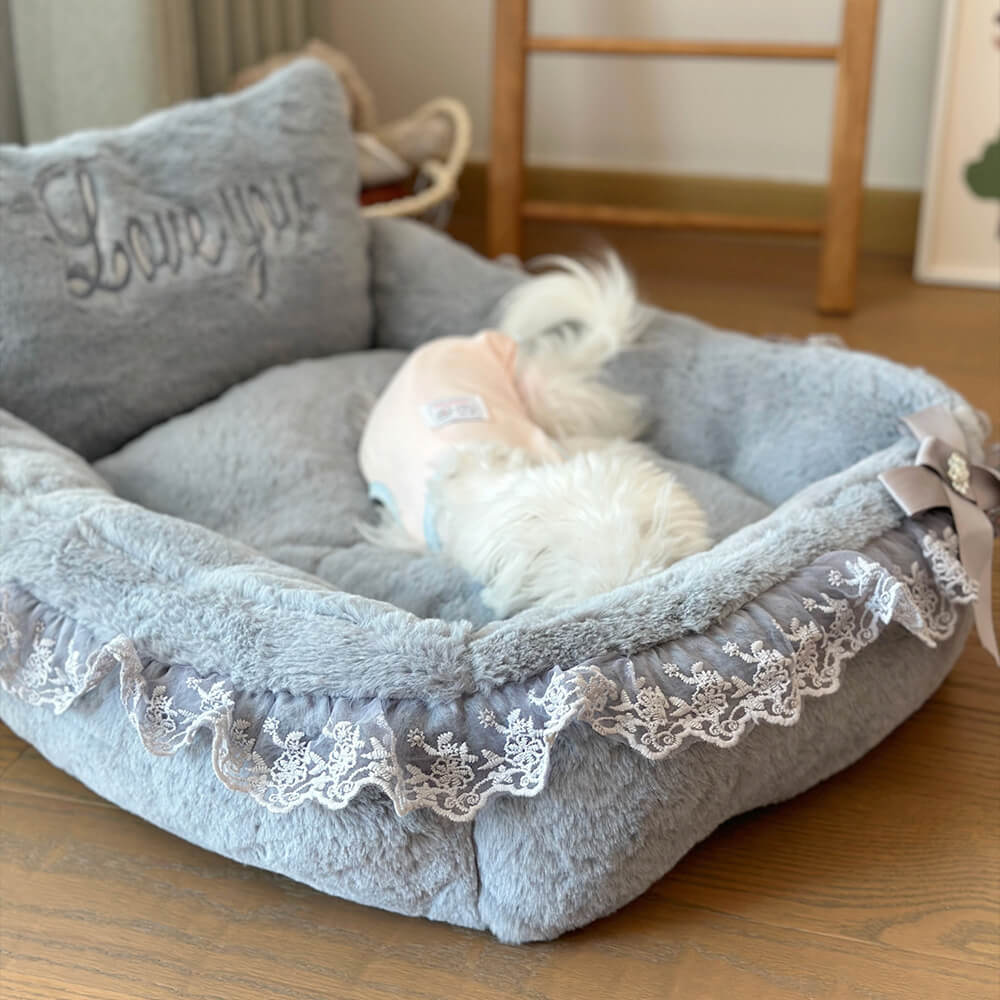 Pink Princess Bowknot Lace Luxury Cushion Soft Dog & Cat Bed