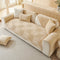 Plush Cream Geometric All Seasons Non-Slip Couch Cover