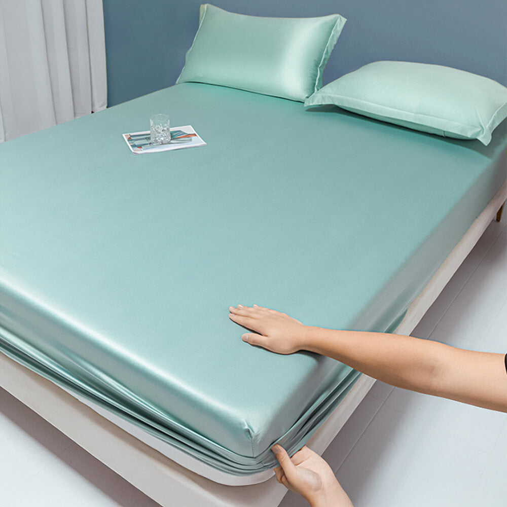 Premium Solid Color Silky Cooling 100s Lyocell Fitted Sheet Mattress Cover