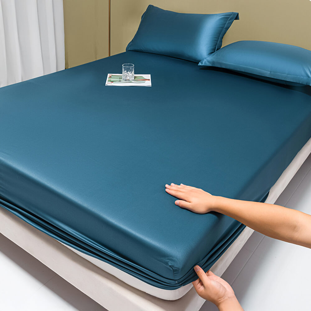 Premium Solid Color Silky Cooling 100s Lyocell Fitted Sheet Mattress Cover