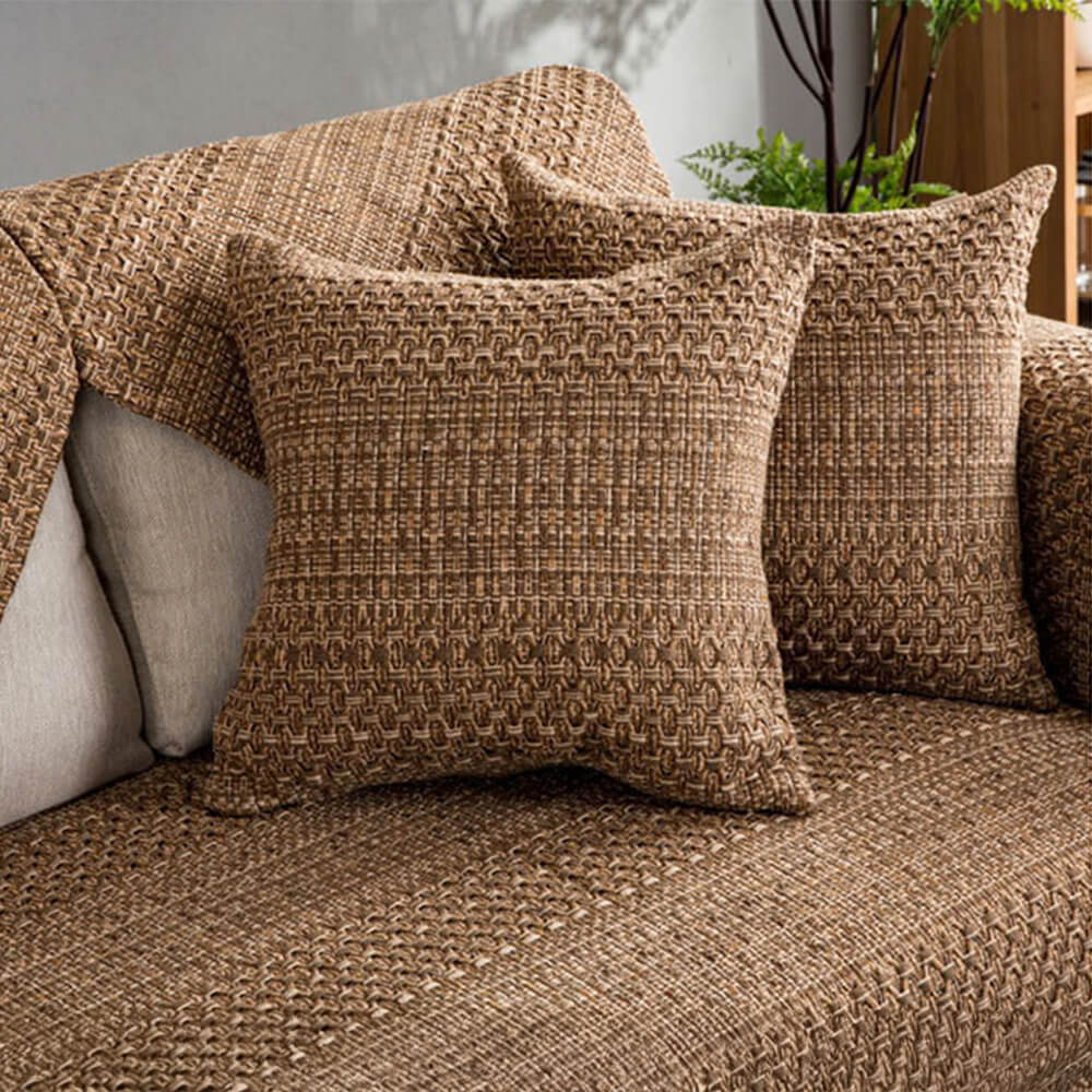 Rustic Durable Woven Linen Blend Breathable Couch Cover