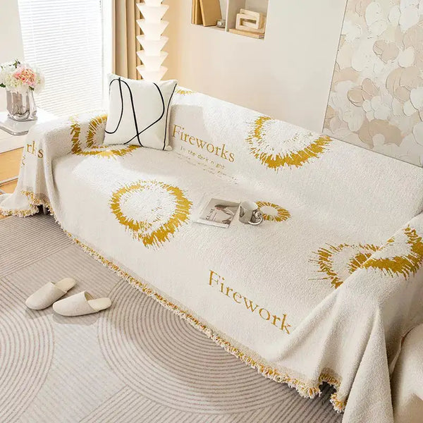 Simple Double-Sided Plush Yarn Scratch-Resistant Comfortable Couch Cover - Fireworks