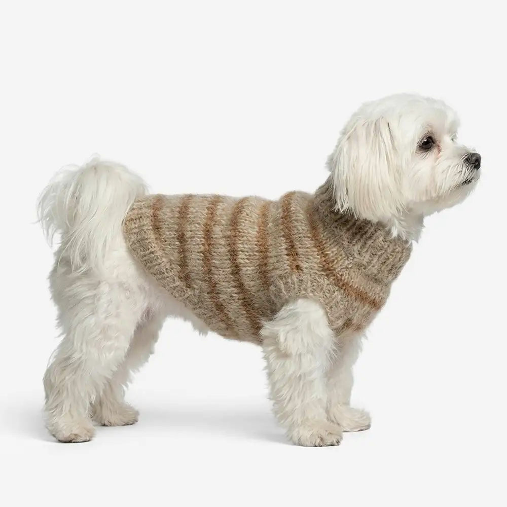 Soft Faux Wool Knitted Striped Dog Sweater for Small Dogs