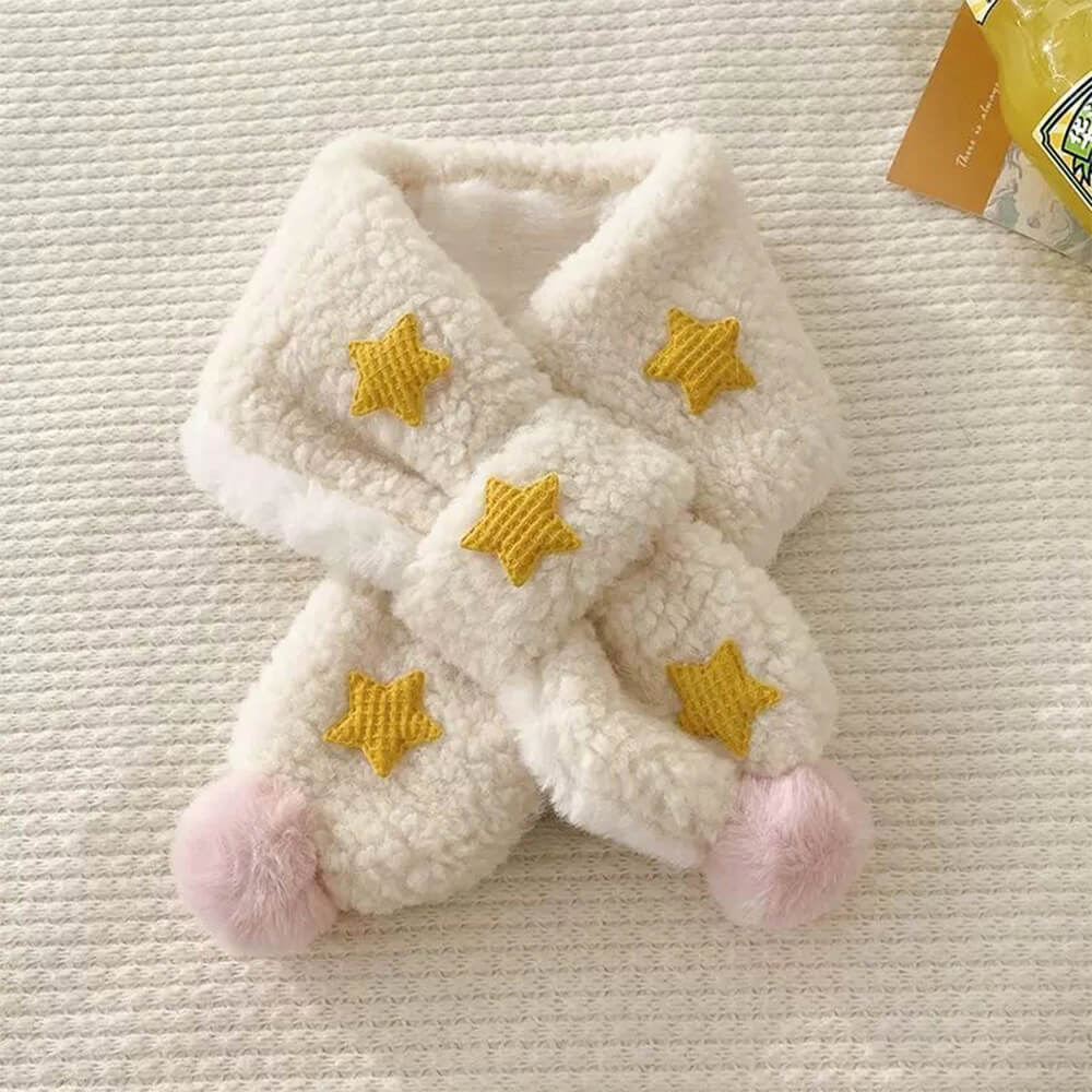 Écharpe décorative pour chien en peluche douce étoiles délicates Pom Pom