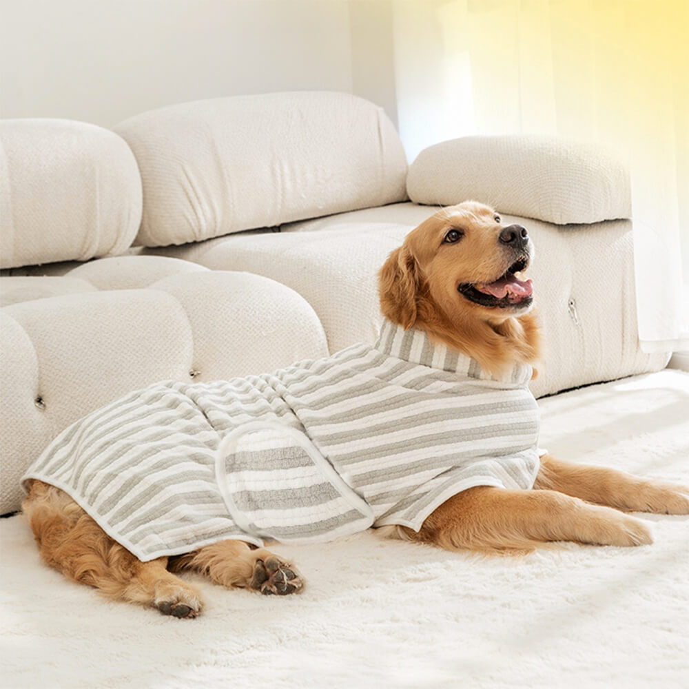 Striped Absorbent Thick Large Skin-Friendly Multi-Purpose Dog Bathrobe Towel