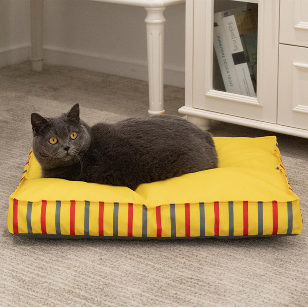 Striped Square Waterproof Cooling Dog Bed