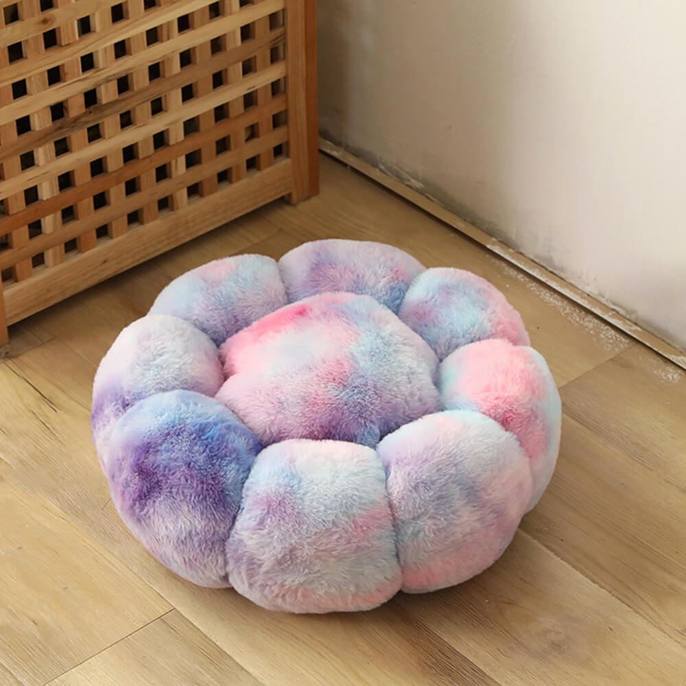 Tie-Dye Flower Shaped Fluffy Sleep Cozy Dog & Cat Bed