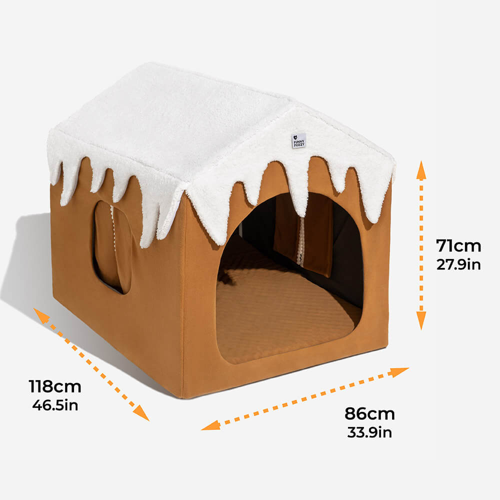 Christmas Snow House Cozy Warmth Large Dog House