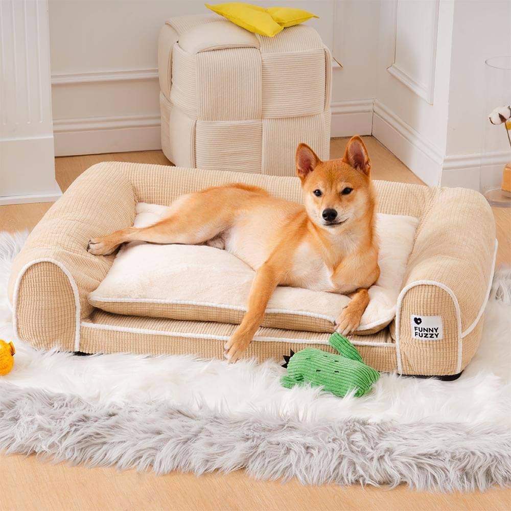 Canapé-lit orthopédique pour chien à double couche en flanelle de luxe