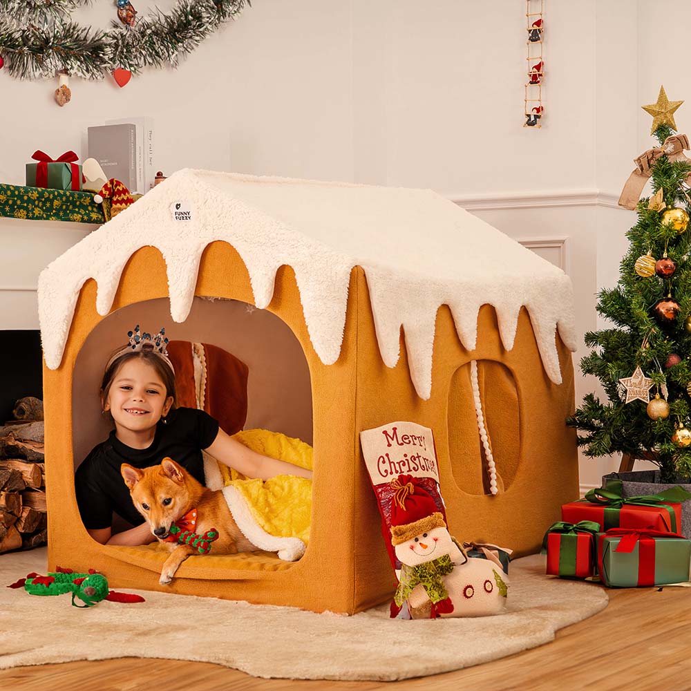 Casa de nieve navideña Casa para perros grande y acogedora y cálida