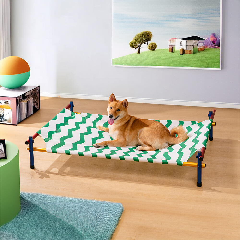 Cama elevada para perros de aluminio con estampado vibrante de verano - Summer Paradise