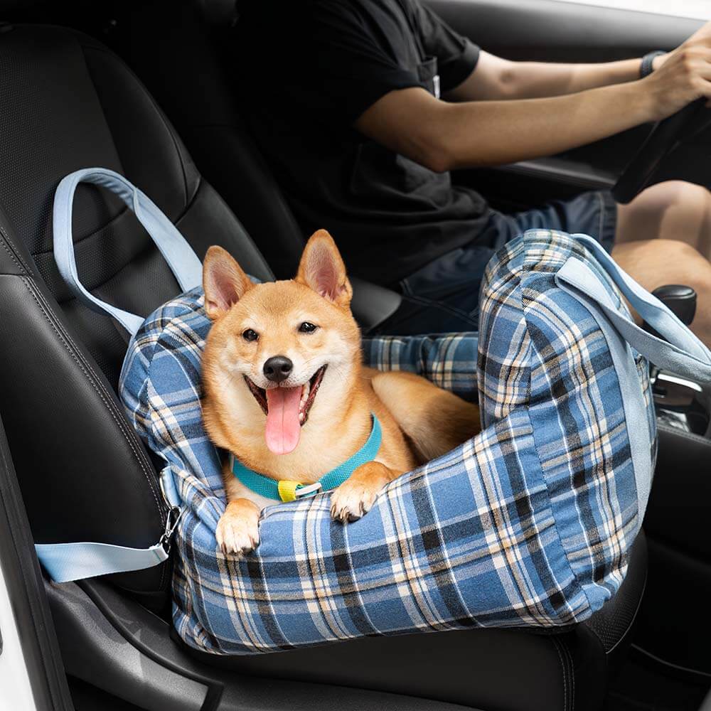 Lit de siège d'auto pour chien de sécurité de voyage à carreaux vintage