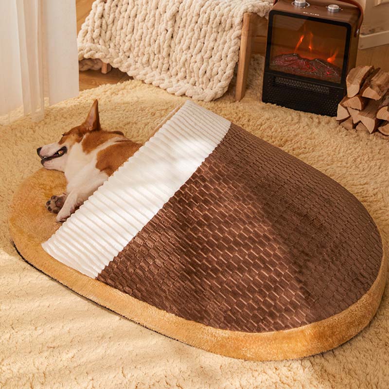 Lit semi-fermé pour chien et chat de style pantoufle drôle