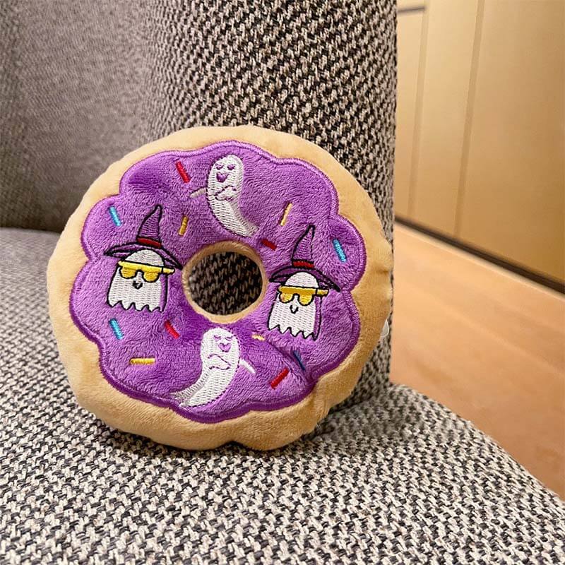 Jouet pour chien en peluche beignet d'Halloween